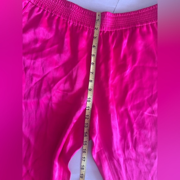 Zara Pink Magenta Elastic Waist Satin Split Hem Trousers Pants XXL hot pink - Picture 14 of 16